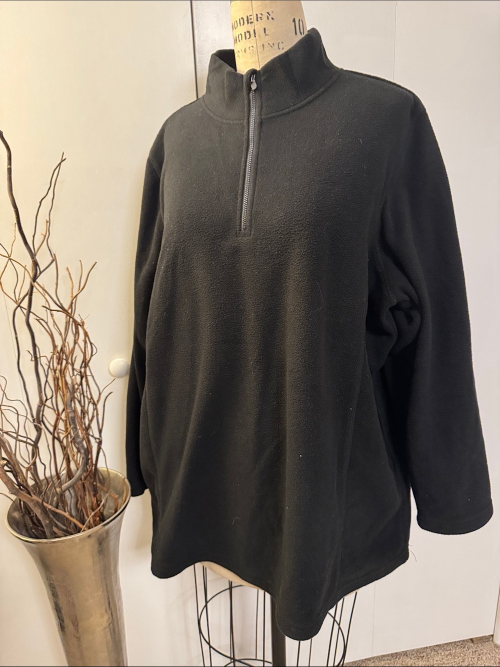 Woman Within Black Half-Zip Fleece Pullover